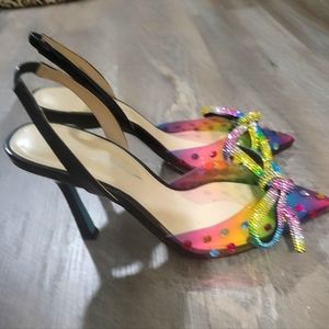 Betsey Johnson SB-Deede Rainbow Multi Sling Backs size 6